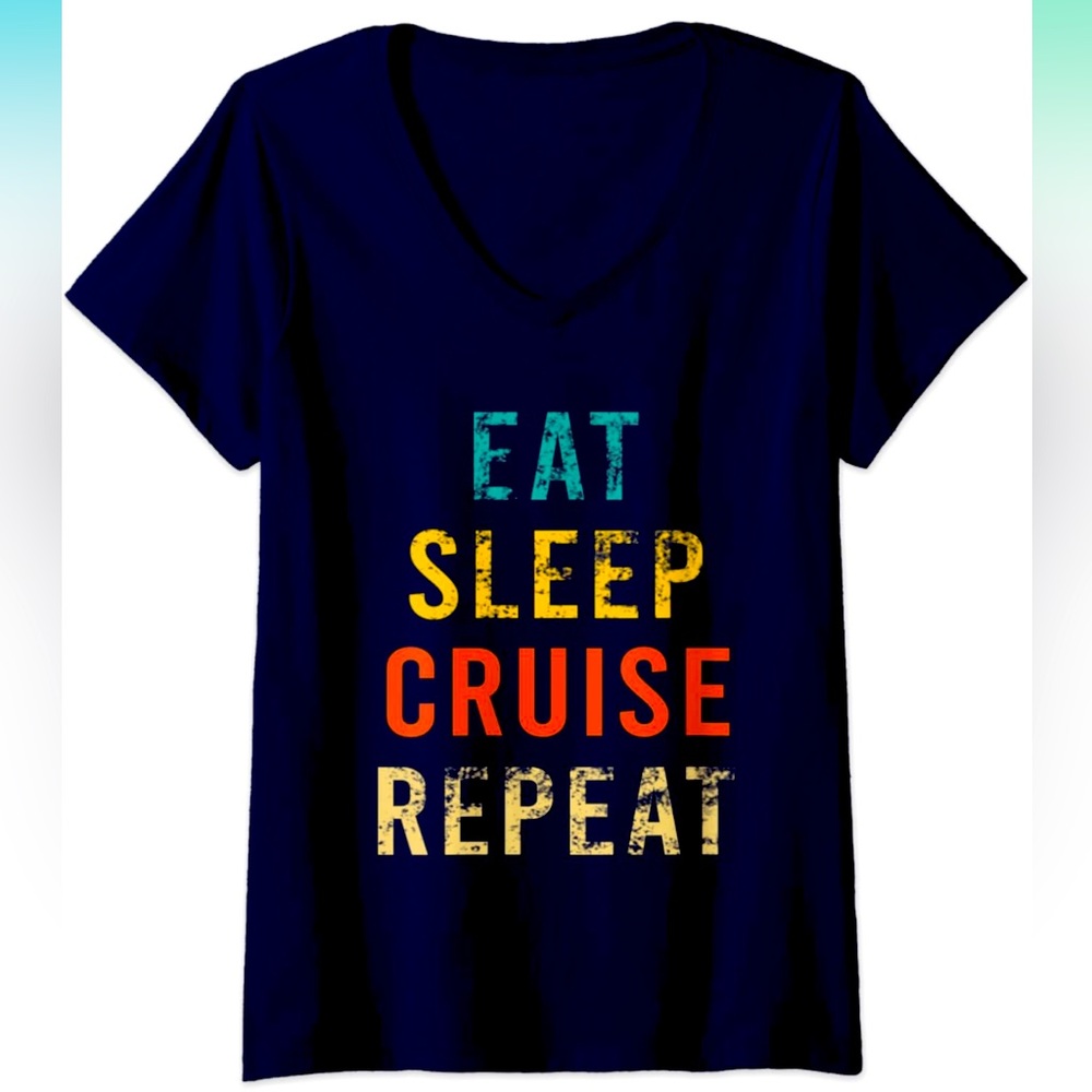 Eat Sleep Cruise Repeat Navy T-shirt Size XL